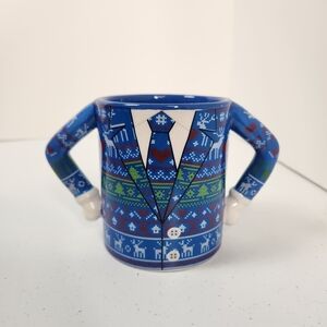 Holiday Time Ugly Christmas Sweater Coffee Mug Blue